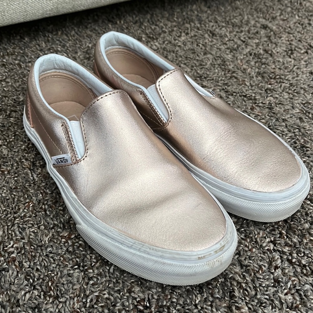 Womens rose gold slip on Vans